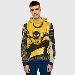 Толстовка-худи мужская Черный человек-паук, цвет: 3D-синий — фото 2