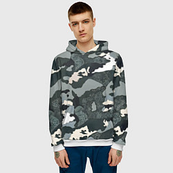 Толстовка-худи мужская Темно зеленый камуфляж, цвет: 3D-белый — фото 2