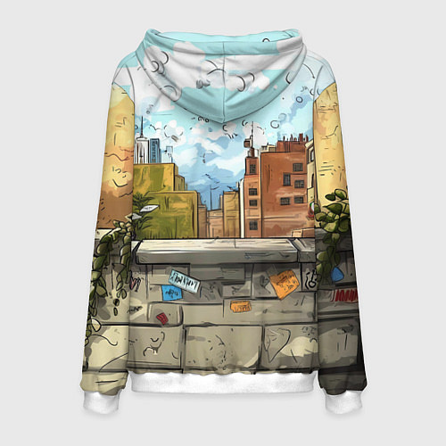 Мужская толстовка Маленький человек-паук в городе / 3D-Белый – фото 2