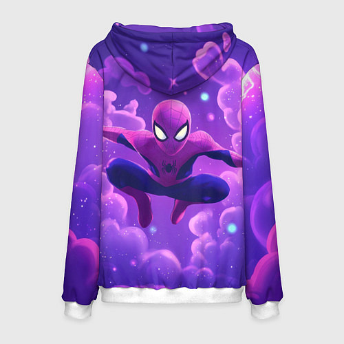 Мужская толстовка Человек-паук на фоне облаков / 3D-Белый – фото 2