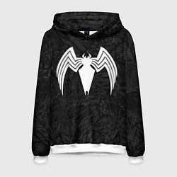 Толстовка-худи мужская Знак венома с текстурой симбиота, цвет: 3D-белый