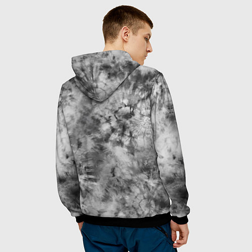 Мужская толстовка Серый тай дай - абстракция / 3D-Черный – фото 4