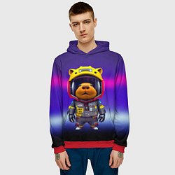 Толстовка-худи мужская Baby capybara - cyberpunk, цвет: 3D-красный — фото 2
