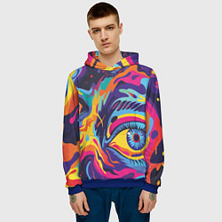 Толстовка-худи мужская Глаза вселенной, цвет: 3D-синий — фото 2