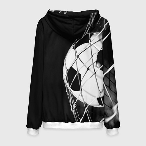 Мужская толстовка Футбольный мяч в сетке ворот / 3D-Белый – фото 2