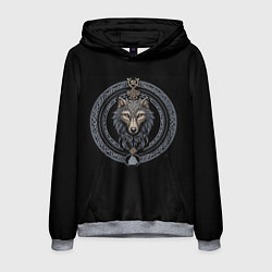 Толстовка-худи мужская Волк - талисман с символикой, цвет: 3D-меланж