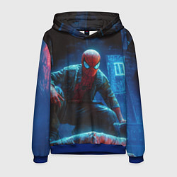 Толстовка-худи мужская Человек паук сидя, цвет: 3D-синий