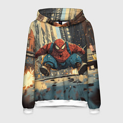 Толстовка-худи мужская Маленький толстый человек-паук, цвет: 3D-белый