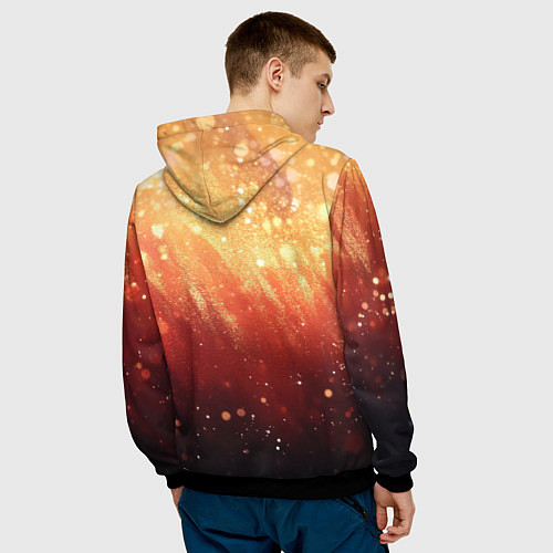 Мужская толстовка Желто-красная текстура блестящая / 3D-Черный – фото 4
