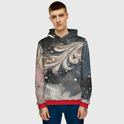 Толстовка-худи мужская Бежевый объемный узор, цвет: 3D-красный — фото 2