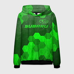 Толстовка-худи мужская Subaru - green gradient посередине, цвет: 3D-черный