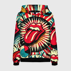 Толстовка-худи мужская Logo of the Rolling Stones - pop art, цвет: 3D-черный