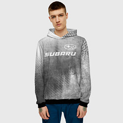 Толстовка-худи мужская Subaru - grey gradient посередине, цвет: 3D-черный — фото 2