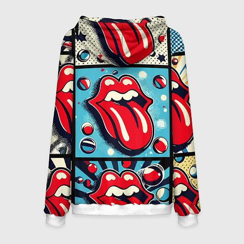 Мужская толстовка Rolling Stones logo - pop art / 3D-Белый – фото 2