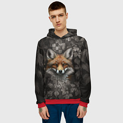 Толстовка-худи мужская Внимательный лис, цвет: 3D-красный — фото 2
