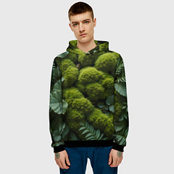 Толстовка-худи мужская Зеленый мох и листья, цвет: 3D-черный — фото 2