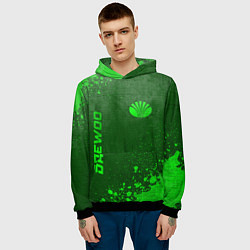 Толстовка-худи мужская Daewoo - green gradient вертикально, цвет: 3D-черный — фото 2