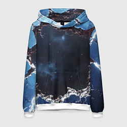 Толстовка-худи мужская Объемная дыра в стене текстура, цвет: 3D-белый