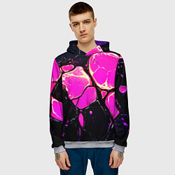 Толстовка-худи мужская Розовые пятна в текстуре, цвет: 3D-меланж — фото 2