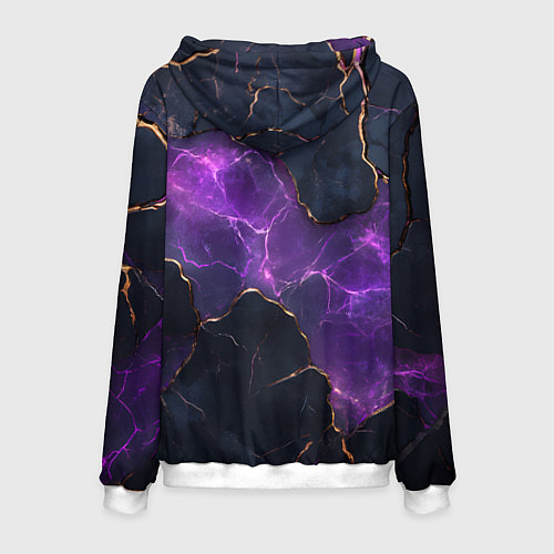 Мужская толстовка Фиолетовый разлом с молниями / 3D-Белый – фото 2