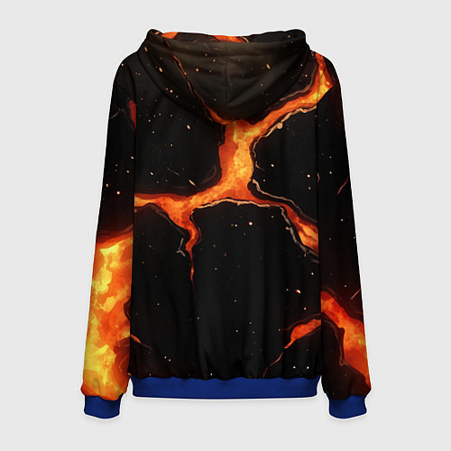 Мужская толстовка Оранжевый разлом на черной текстуре / 3D-Синий – фото 2