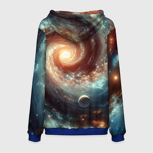 Мужская толстовка Далёкая неоновая галактика - нейросеть / 3D-Синий – фото 2