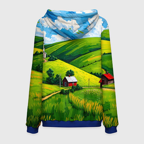 Мужская толстовка Русская деревенька / 3D-Синий – фото 2