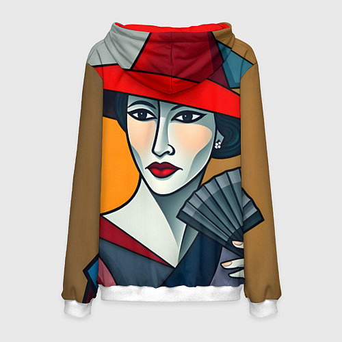 Мужская толстовка Дама с веером / 3D-Белый – фото 2