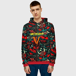 Толстовка-худи мужская God of War битва огня, цвет: 3D-красный — фото 2