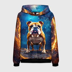 Толстовка-худи мужская Бульдог в космосе, цвет: 3D-черный
