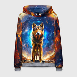 Толстовка-худи мужская Волкодав в космосе, цвет: 3D-меланж