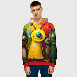 Толстовка-худи мужская Арт с человечками, цвет: 3D-красный — фото 2
