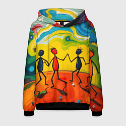 Толстовка-худи мужская Дружба человечков, цвет: 3D-черный