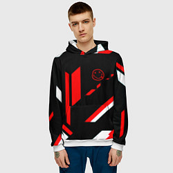 Толстовка-худи мужская Nirvana текстура полосы, цвет: 3D-белый — фото 2