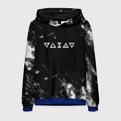 Толстовка-худи мужская Ведьмак лого серые краски, цвет: 3D-синий