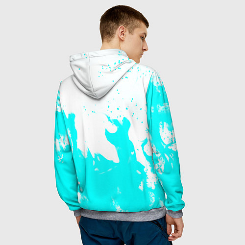 Мужская толстовка Голубой огонь текстура / 3D-Меланж – фото 4