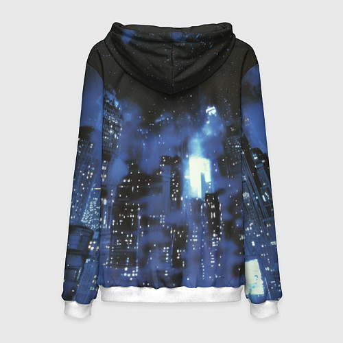 Мужская толстовка Бэтмен синий город / 3D-Белый – фото 2