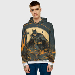 Толстовка-худи мужская Бэтмен крадется, цвет: 3D-белый — фото 2