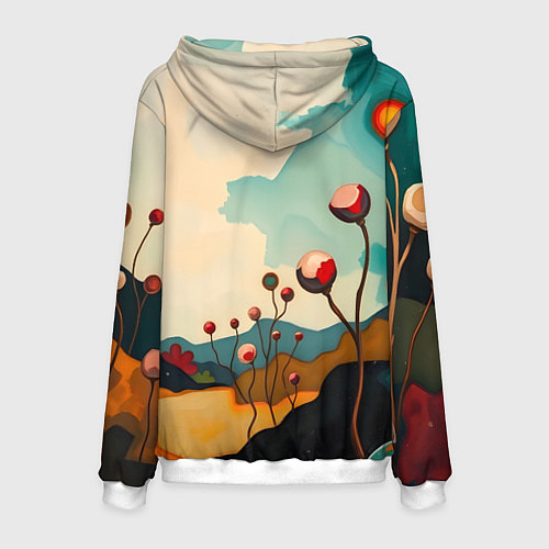 Мужская толстовка Сюрреалистичный пейзаж с цветами / 3D-Белый – фото 2