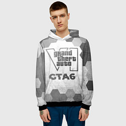 Толстовка-худи мужская GTA6 - white gradient, цвет: 3D-черный — фото 2