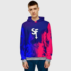 Толстовка-худи мужская Sally face neon flame, цвет: 3D-меланж — фото 2