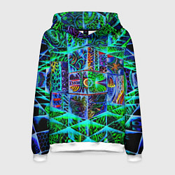 Толстовка-худи мужская Психоделика узор кислотный, цвет: 3D-белый