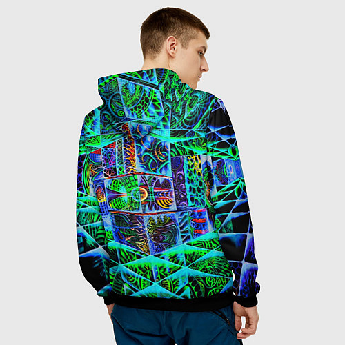 Мужская толстовка Психоделика узор кислотный / 3D-Черный – фото 4