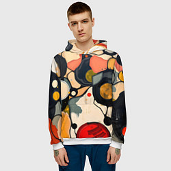 Толстовка-худи мужская Абстракция с кругами и краской, цвет: 3D-белый — фото 2