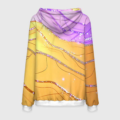 Мужская толстовка Фиолетово-золотая текстура с блестяшками / 3D-Белый – фото 2