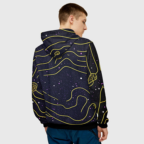 Мужская толстовка Абстракция золотых линий текстура / 3D-Черный – фото 4