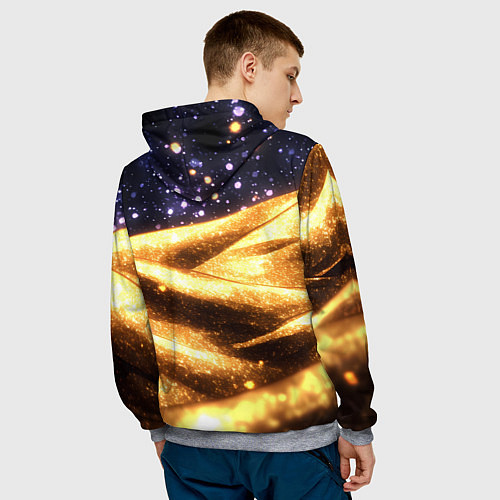 Мужская толстовка Золотая текстура и синее небо / 3D-Меланж – фото 4
