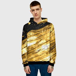 Толстовка-худи мужская Золотой текстурный фон, цвет: 3D-черный — фото 2