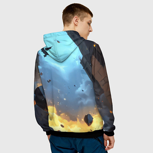 Мужская толстовка Бэтмен в прыжке / 3D-Черный – фото 4