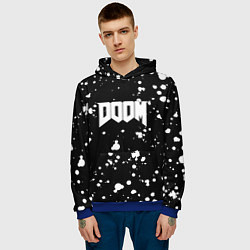 Толстовка-худи мужская Doom белые краски всплеск, цвет: 3D-синий — фото 2
